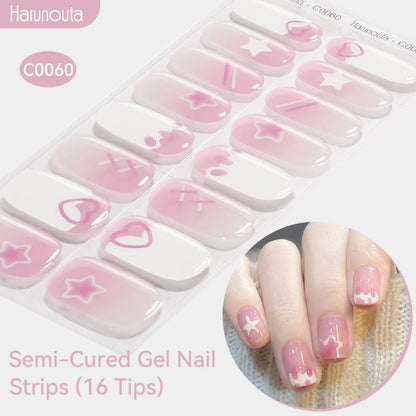 Gradient Auroras Semi Cured Gel Nail Strips Sparkly Shinning DIY Gel Polish Stickers for Nails Works with UV/LED Nail Lamps -