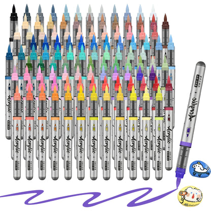 Acrylic Paint Markers ,12 pcs Brush Tip Acrylic Paint Pens Set with 9 Professional Color Series for DIY & Art Supplies