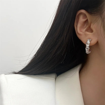Vintage CC Design Stud Earrings for Women Korean Fashion X Cross Zircon Earring Engagement Jewelry Gifts