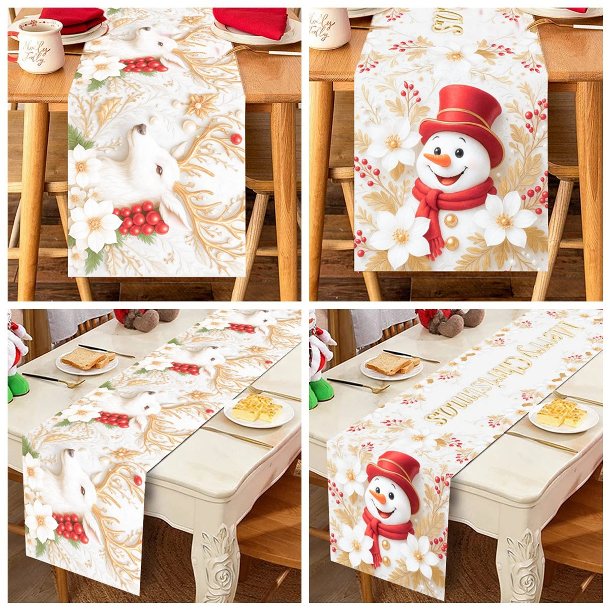 Christmas Table Runner Merry Christmas Decoration for Home Xmas Party Decor 2025 Navidad Notal Noel Ornament Happy New Year 2