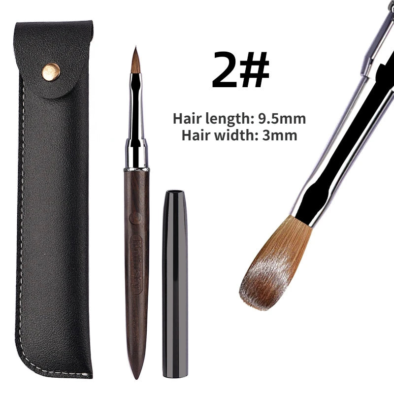 100% Kolinsky Acrylic Nail Brush Purple Sandalwood Handle Crimped UV Gel Carving Pen Brush Liquid Powder DIY Nail Drawing