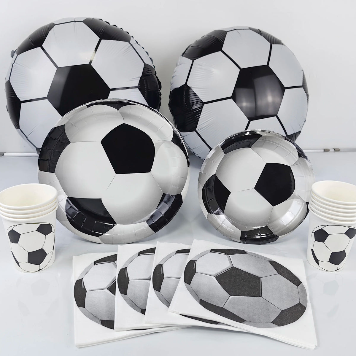 Soccer Theme Disposable Tableware Set Paper Plates Cups Napkins Tablecloth For Birthday Parties