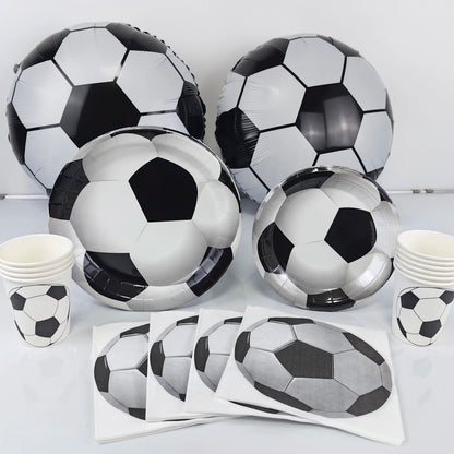 Soccer Theme Disposable Tableware Set Paper Plates Cups Napkins Tablecloth For Birthday Parties