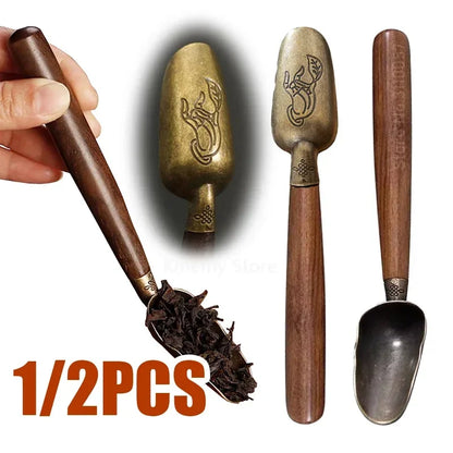 2/1pcs Vintage Ebony Tea Spoon Solid Wood Handle Teaspoon Retro Tea Shovel KongFu Tea Ceremony Accessories Teaspoon Gift