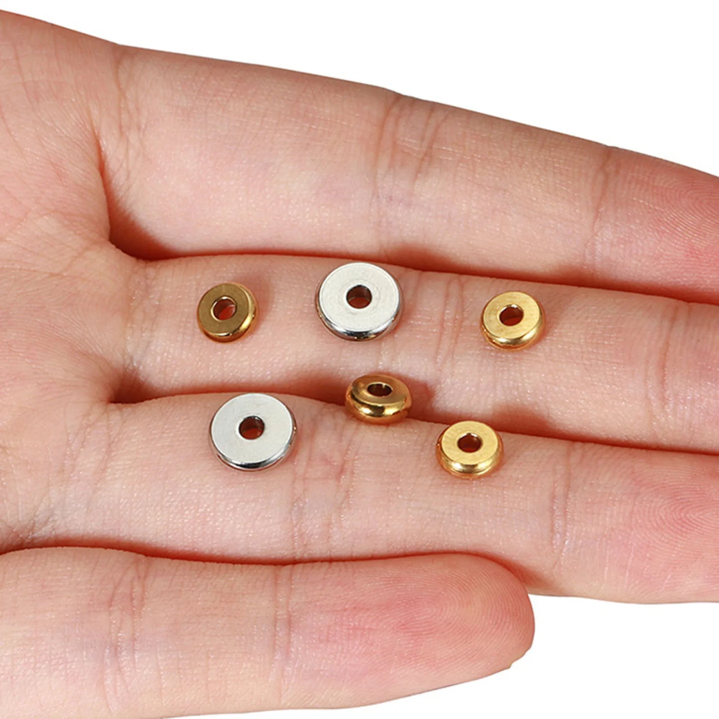 20/50PCs 304 Stainless Steel Flat Round Spacer Beads Separators Beads For Jewelry Making Metal Gold/Silver Color Diy Accessor