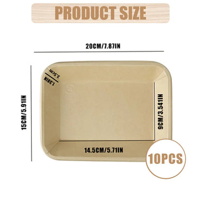 Disposable Rectangle Wood Plates, 10/20 Pcs, Tableware For Desserts, Dinner Party - bamboo tray / 10pcs