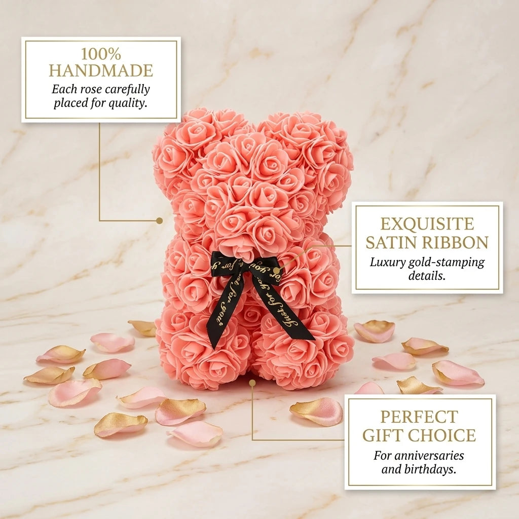 2026 Artificial Flower Eternal Rose Teddy Bear for 520 Mom Mother's Day Birthday Valentine's Day Anniversary Gifts & Decorati