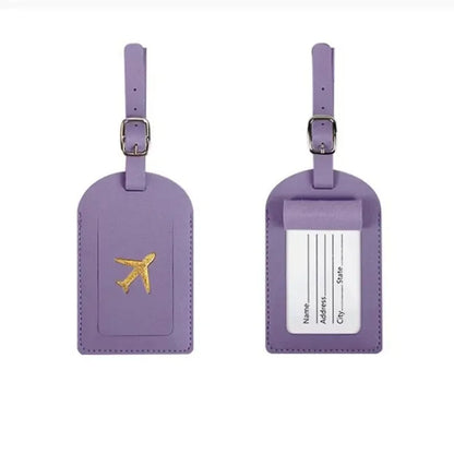 Stamped Leather Business Luggage Tag Suitcase Address Label Luggage Boarding Case Label Name ID Address Clip Travel Accessori