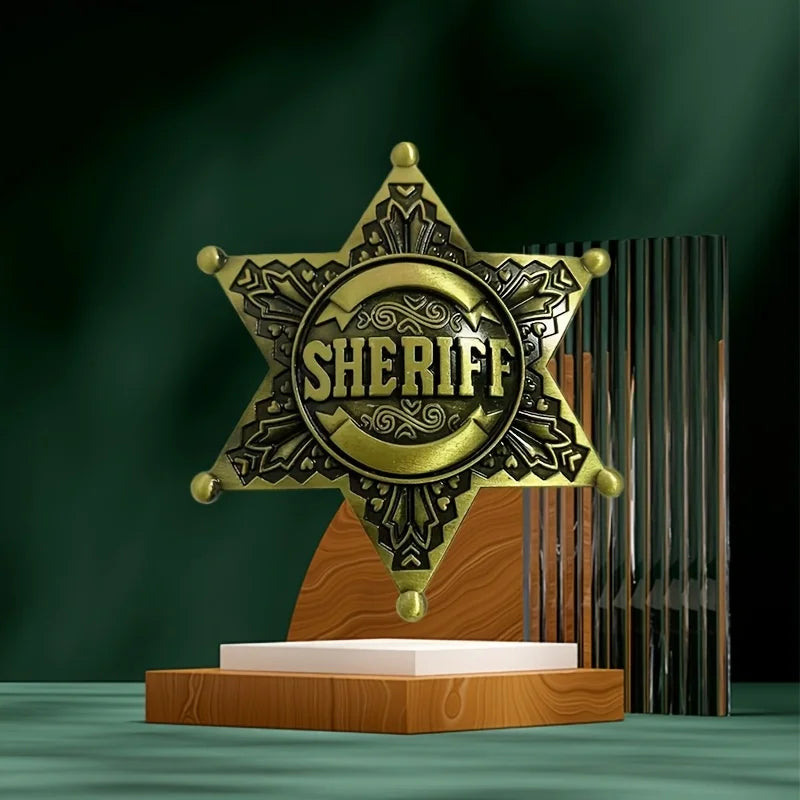 Vintage Western 1pc Metal Sheriff Badge|Premium Metallic Finish | Ideal for Themed Parties,Festivals & Cowboy Outfit Accessor