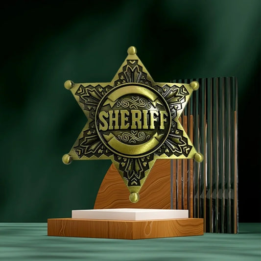 Vintage Western 1pc Metal Sheriff Badge|Premium Metallic Finish | Ideal for Themed Parties,Festivals & Cowboy Outfit Accessor