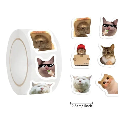 500PCS Kawaii Crazy Cat Sticky Paper Sticker Labels Thank You Sticker Sealing DIY Decoration Scrapbooking Stationery Supplies