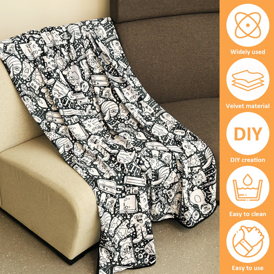 DIY Coloring Blanket with 24 Colored Markers Creative Personalization pattern blanket Stress Relief Unique Paint art Decor Gi
