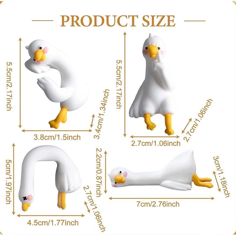 Resin Cartoon Animal Decor For Desk Car Dashboard TV Monitor Gift Idea Cute 3D Duck Figurine Mini Resin Duck Ornament Playful