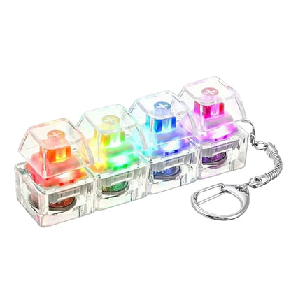 4Keys Illuminated Mechanical Keyboard Keychain Finger Button Anti Stress Keycap for Office Home Adults Kid,Decompression Clic