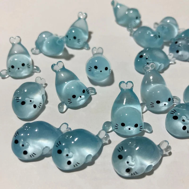 10/20 Pcs Glow in The Dark Mini Seal Figurines, Resin Sea Animals Miniatures, 4 Styles for DIY Craft Home Decoration Supplies