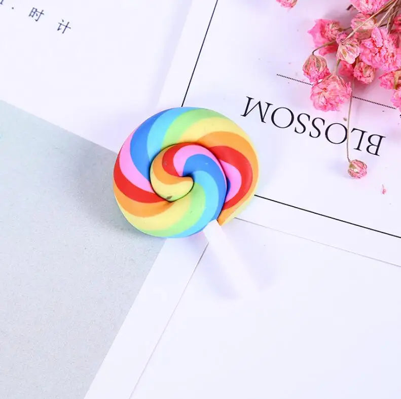 10pcs /lot Beauty Kawaii Rainbow lollipop Candy Polymer Clay Cabochons Flatback For DIY Phone Decoration - 27