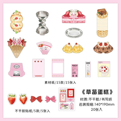20pcs Fresh Store Series Food and Coffee Material Pack DIY Scrapbook Handbook Aesthetic Stationery Supplies - A