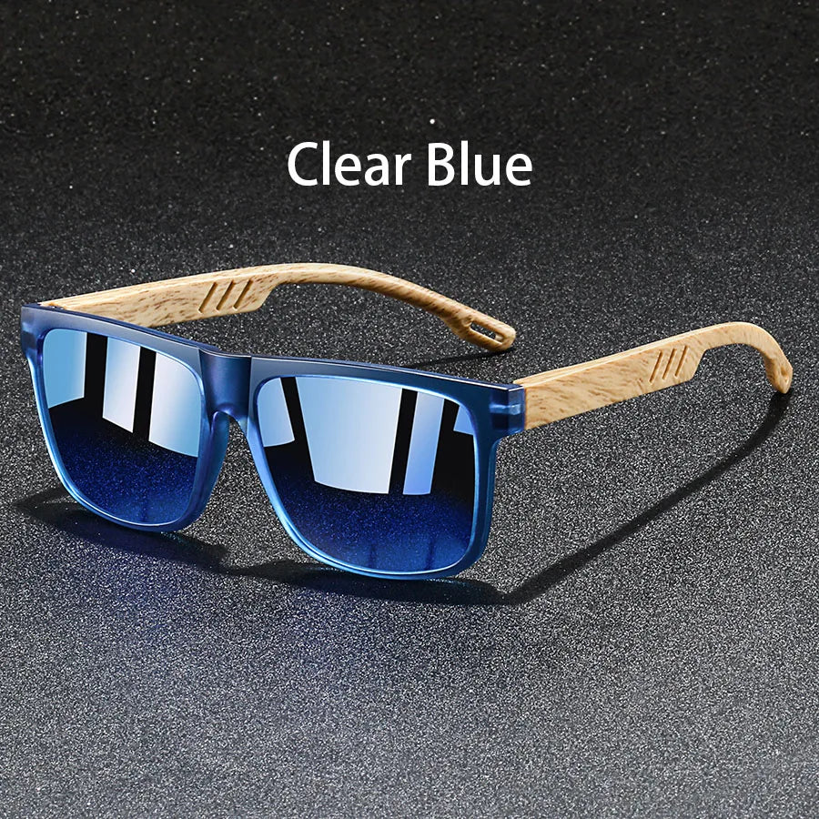 Fashion Vintage Square Square Frame Sunglasses Men Women Fishing Driving Man Designer Sun Glasses Eyewear - ClearBlue