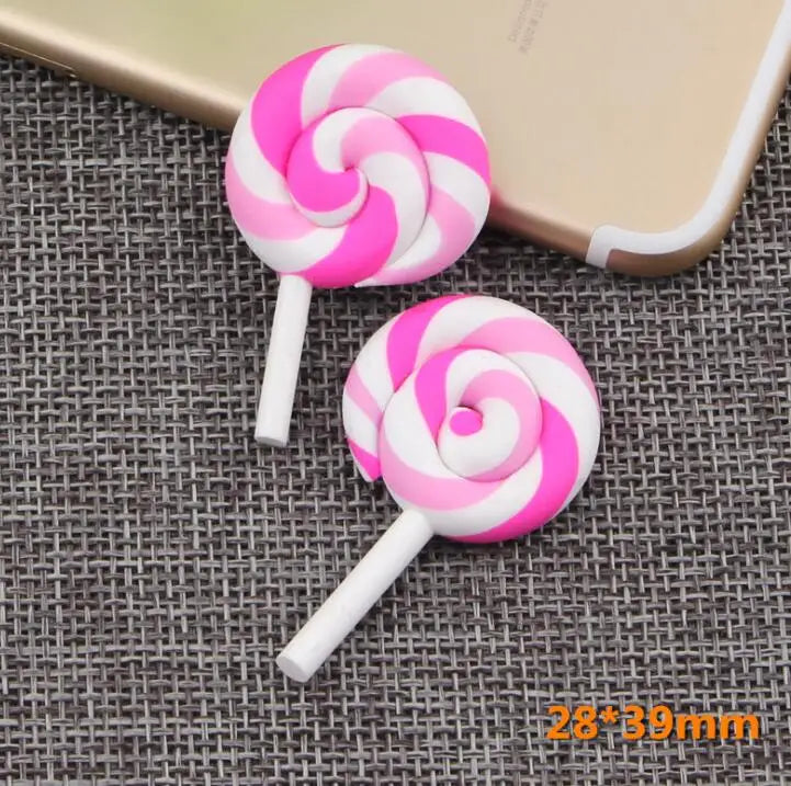 10pcs /lot Beauty Kawaii Rainbow lollipop Candy Polymer Clay Cabochons Flatback For DIY Phone Decoration - 17