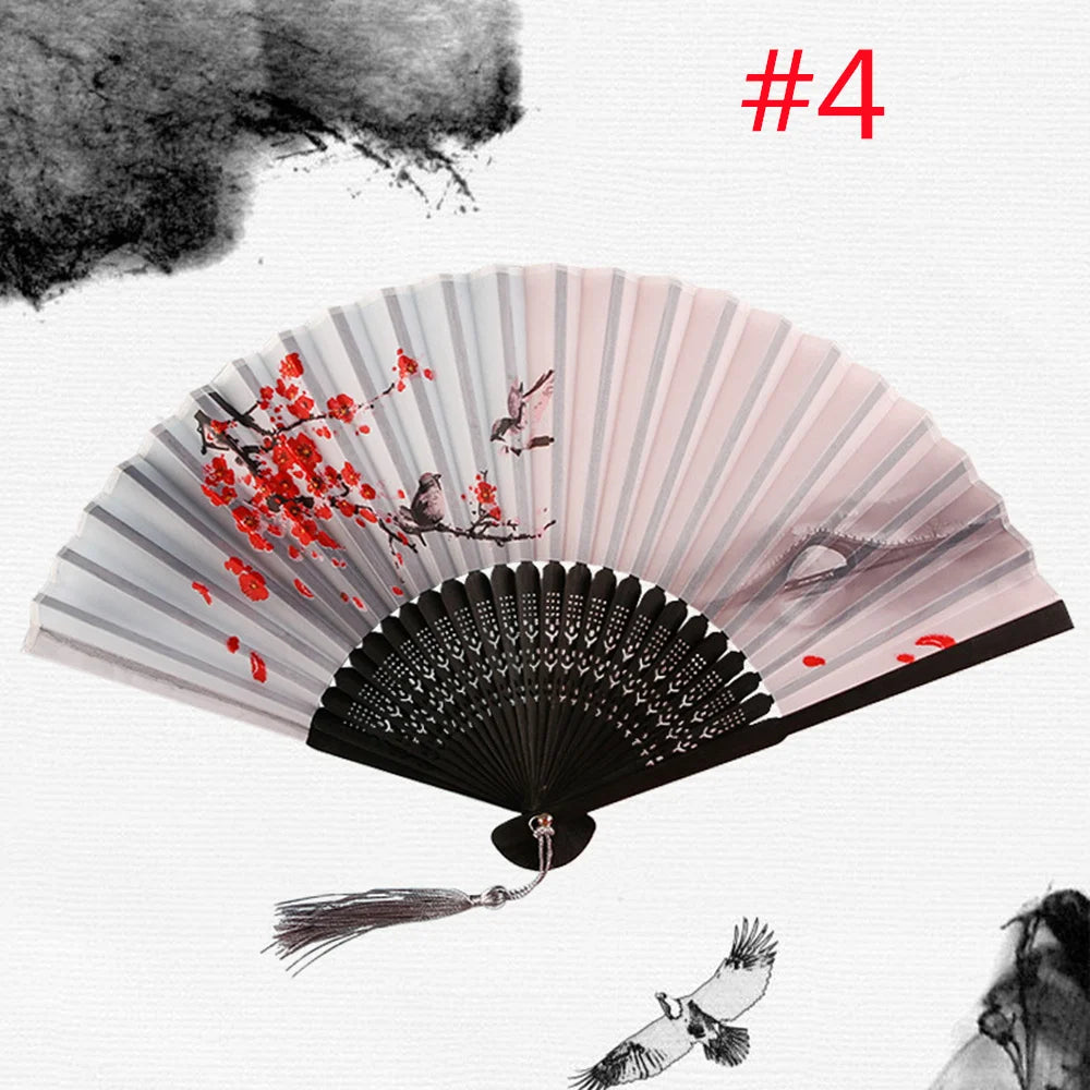 Folding Hand Fan Weddings Traditional Chinese Japanese Korean Art Craft Gift Bamboo Room Dance Props Wood Fans Home Decoratio