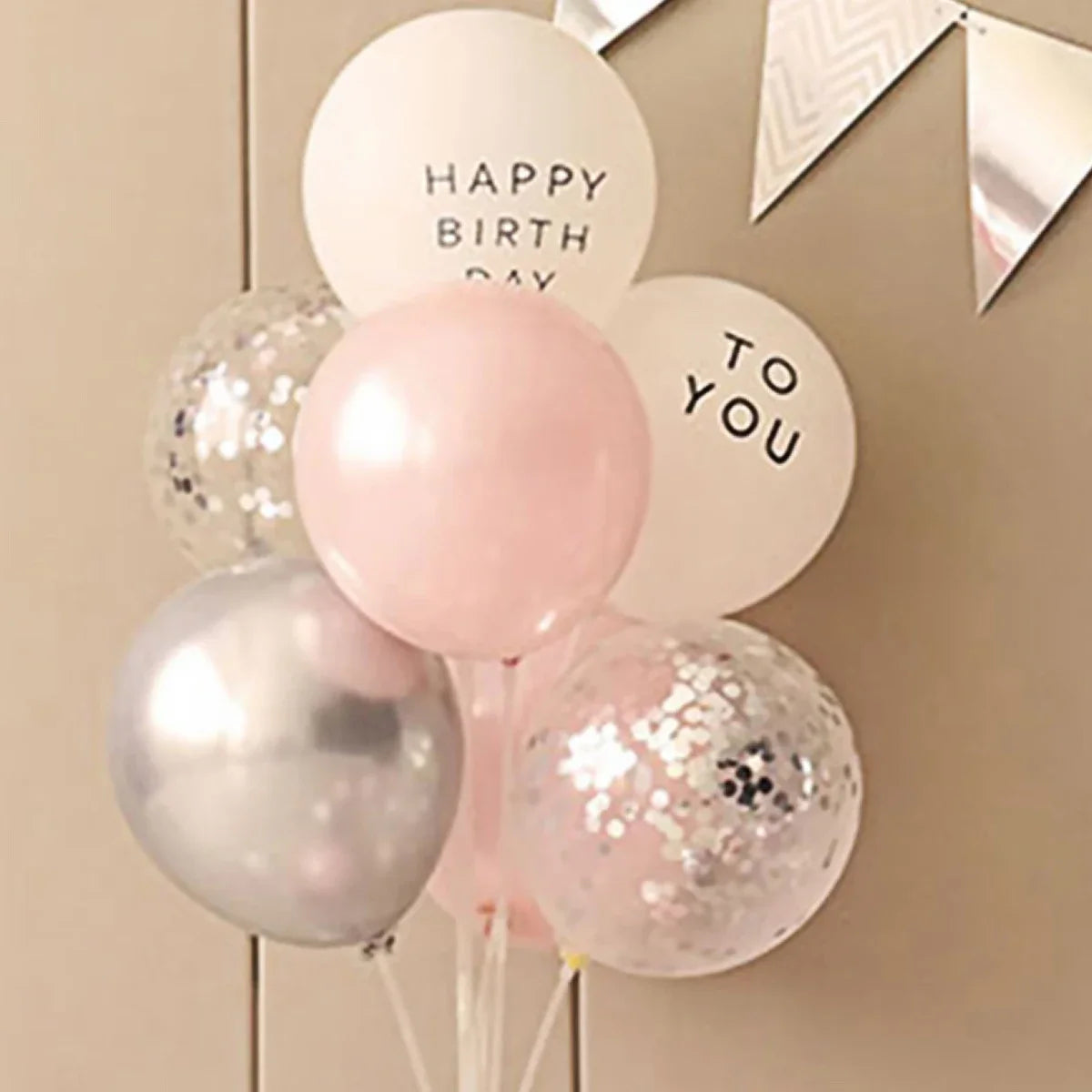Birthday Party Decorations, 36PCS Pink and Silver Balloon Set, Custom Party Decor, Photo Backdrop Banner, Personalized Birthd