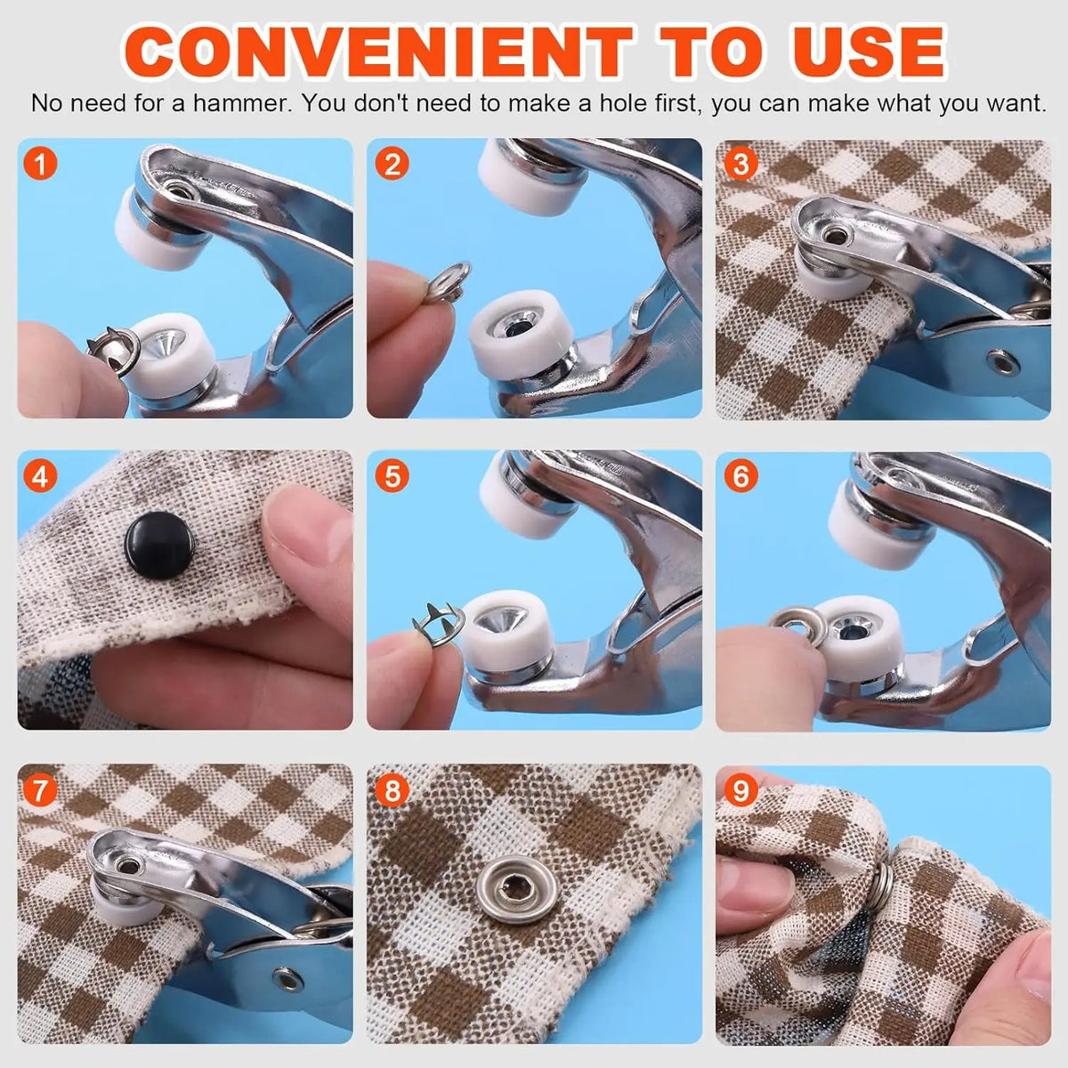 50/100 Metal Prong Snap Button Hollow Press Prong Fastener Studs with Pliers Tool Set Kits for Clothes Garment Sewing Bags Sh