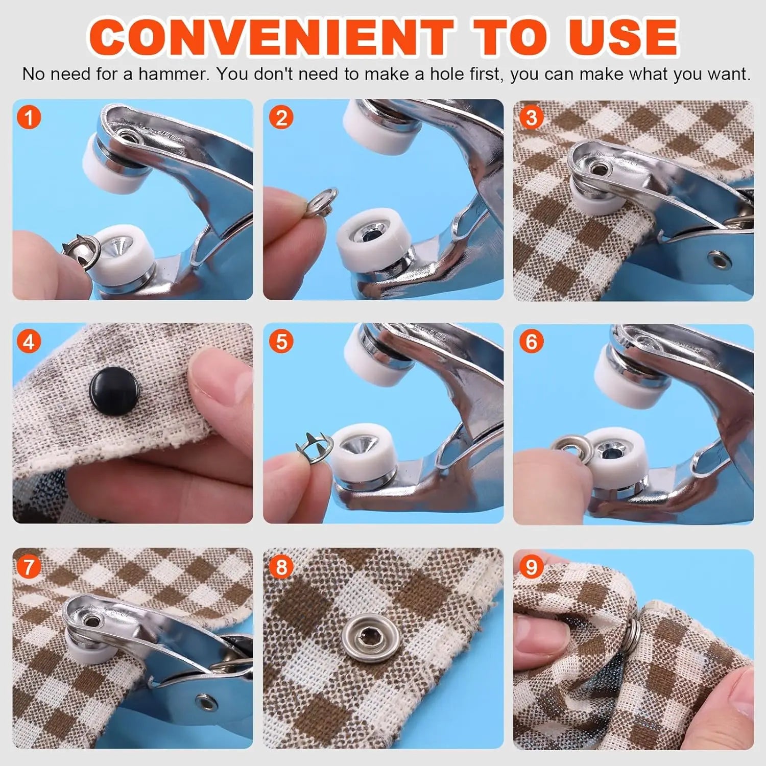 50/100 Metal Prong Snap Button Hollow Press Prong Fastener Studs with Pliers Tool Set Kits for Clothes Garment Sewing Bags Sh