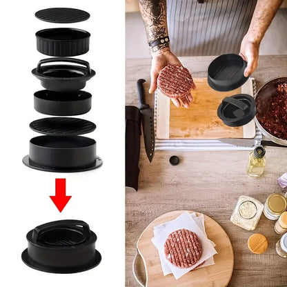 Burger Press Mold & Patty Press Maker -3 in 1 Stuffed Hamburger Patty Maker Perfect for Beef, Chicken Patties - Kitchen Press