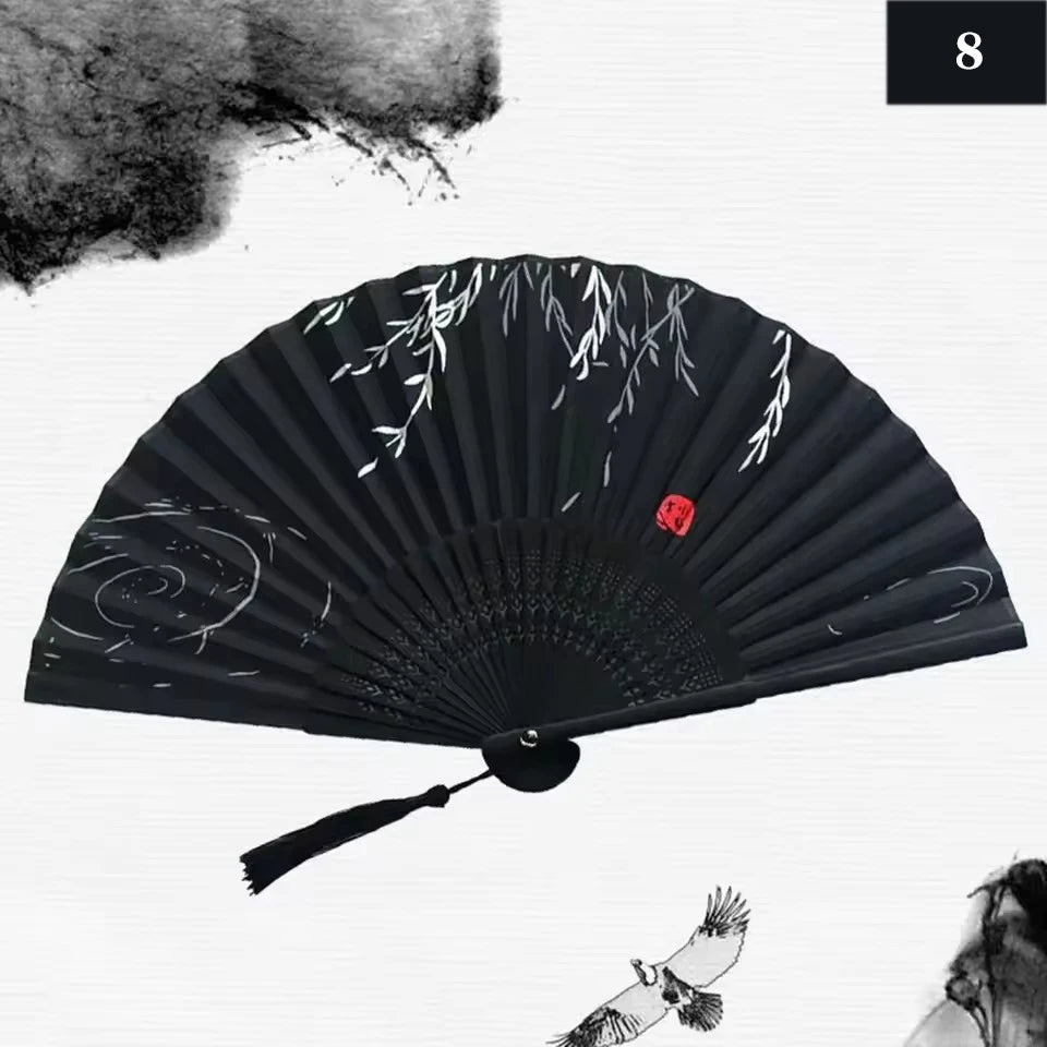 Folding Hand Fan Vintage Silk Bamboo Fans Chinese Hand Fans Women Dance Fan Cosplay Wedding Party Props Decor Gift Fan Portab