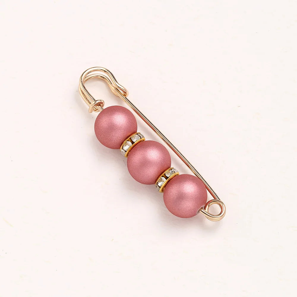 Women New Cute Imitation Pearl Rhinestone Brooch Anti-lighting Skirt Waist Pin Fashion Jewelry Accessories Gifts - 5.8CM 2204