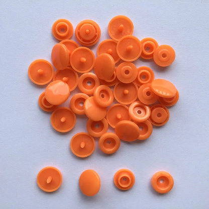 50 Sets Round Snaps Buttons For Bib T5 Plastic Press Button Fastener Snap For Clothes Accessories DIY Crafts 24Colors - orang