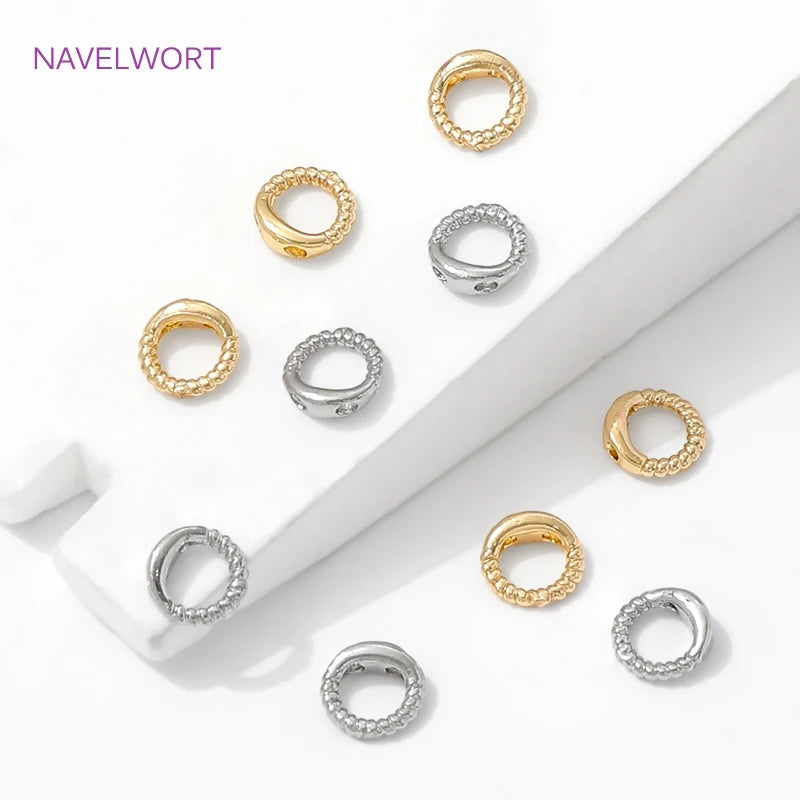 10/20Pcs 18K Gold Plated End Beads Tip,Brass End Caps For Jewelry Making,Connecting Rings For Jewelry,DIY Bracelets Accessori