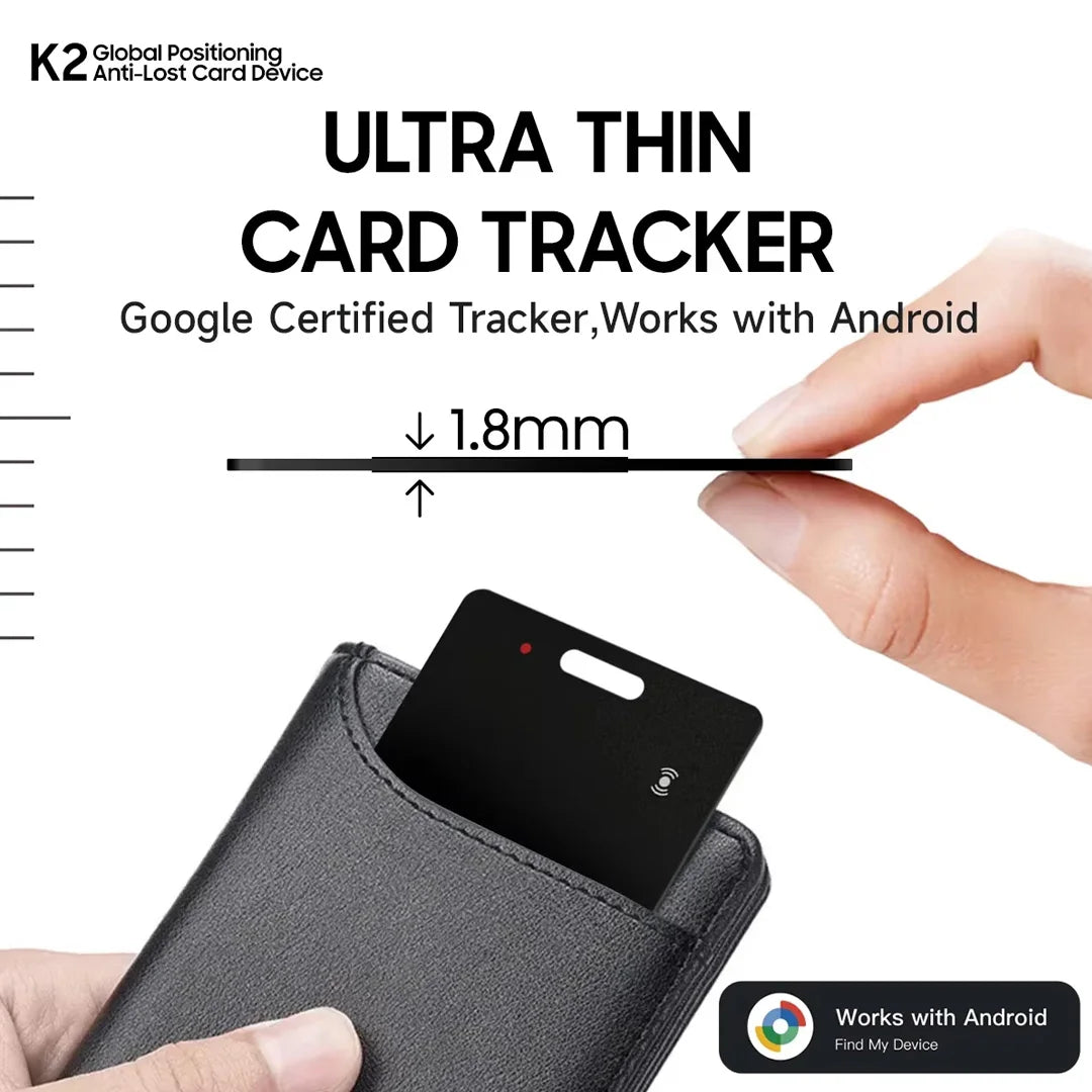 Wallet Tracker Card, Rechargeable Thin Finder, Works with Google Find My (Android Only),Item Locator for Luggage Tags Passpor