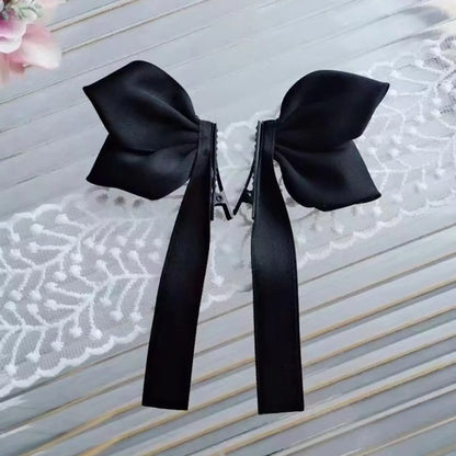 2pcs Sweet Bows Hair Clips Women White Ribbons Ponytails Clip Girls Cute Headwear Fashionable Korean Style Hairgrips Hairpins