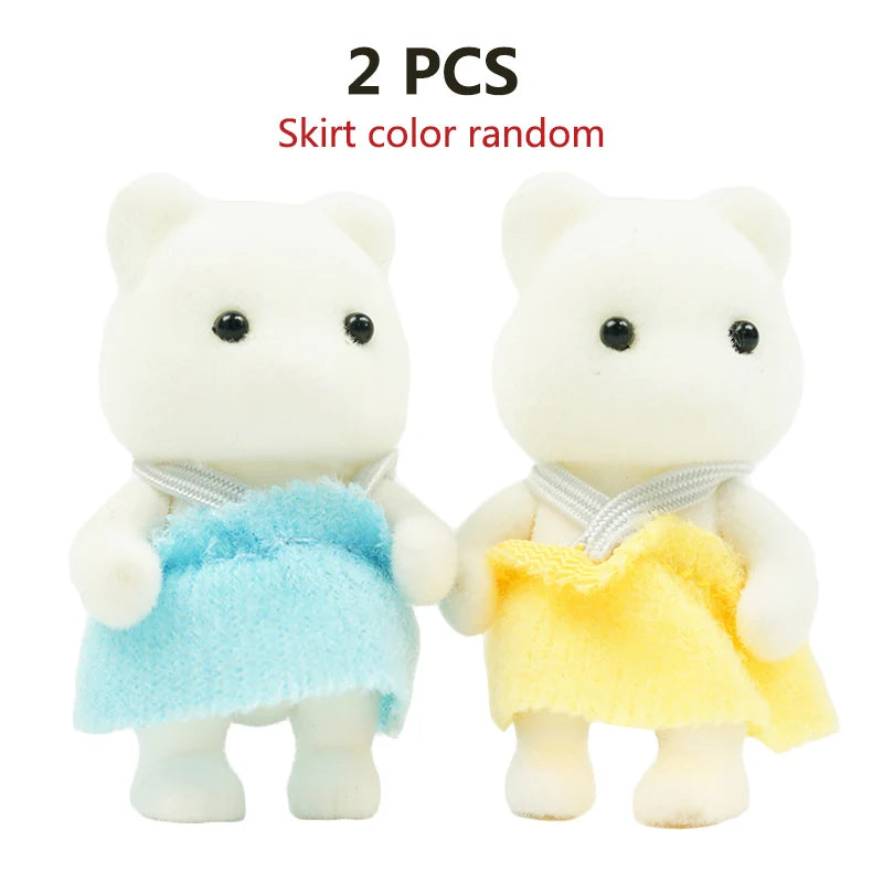 Rabbit Doll 1/12 Micro Dollhouse Reindeer Sheep Elephant Squirrel Family Kitchen Toy Miniature Furniture Set Girl Toy Gift - 