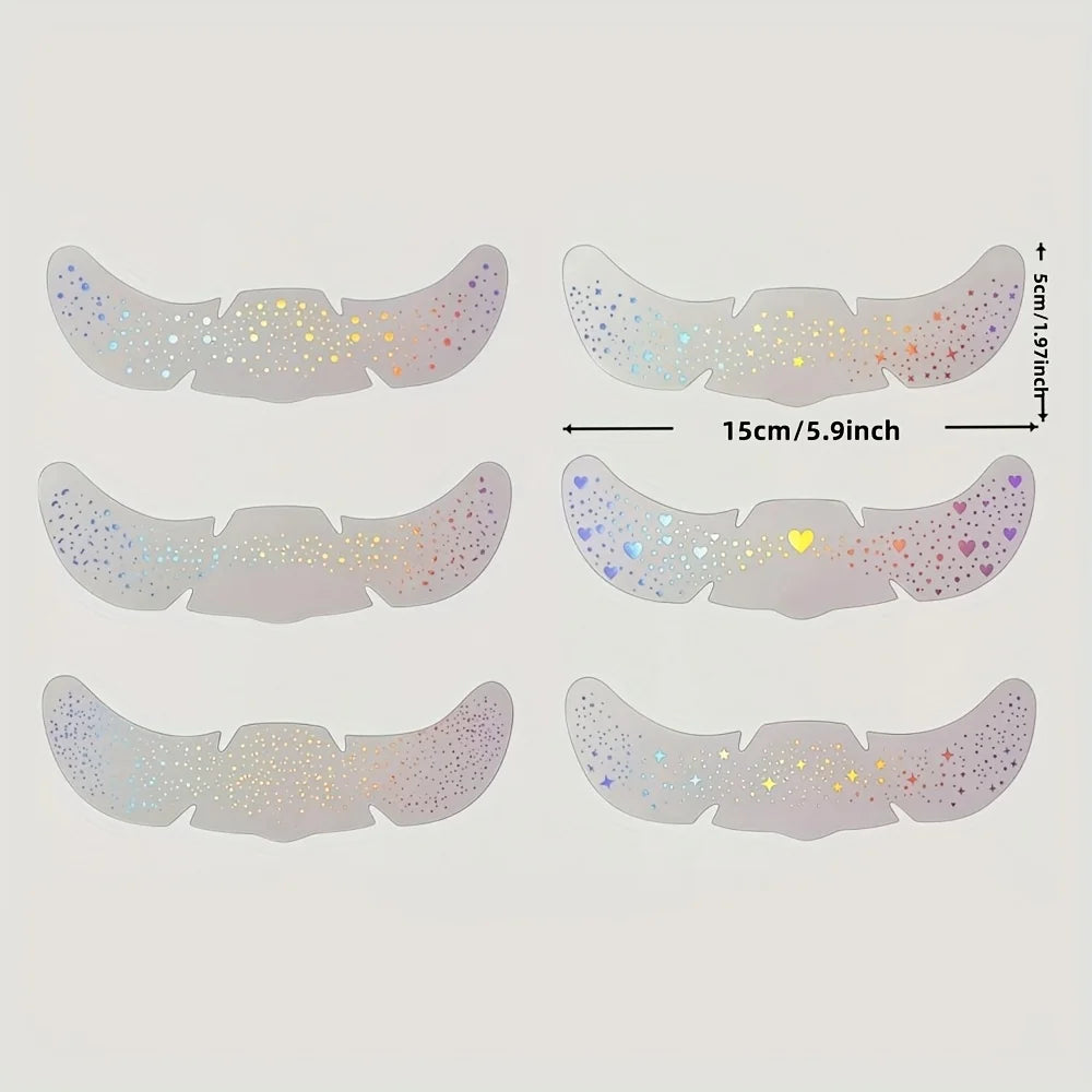 6 Sheets Glitter Freckles Holographic Stickers Heart Freckle Tattoos Glitter Stickers Waterproof Temp Tattoos