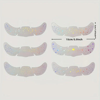 6 Sheets Glitter Freckles Holographic Stickers Heart Freckle Tattoos Glitter Stickers Waterproof Temp Tattoos