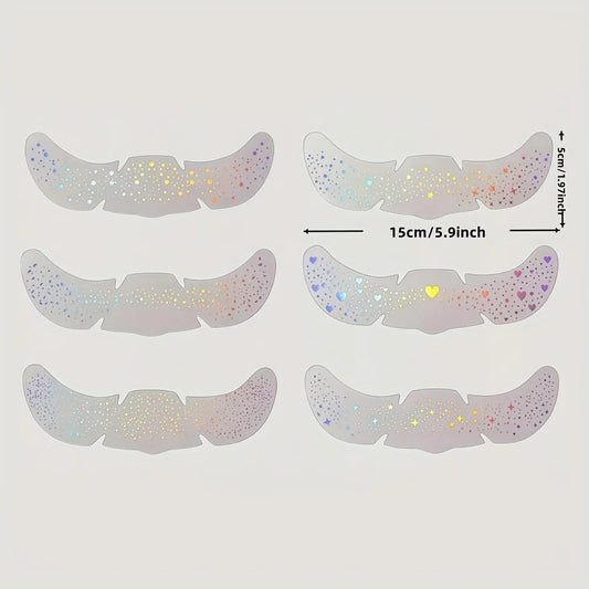6 Sheets Glitter Freckles Holographic Stickers Heart Freckle Tattoos Glitter Stickers Waterproof Temp Tattoos