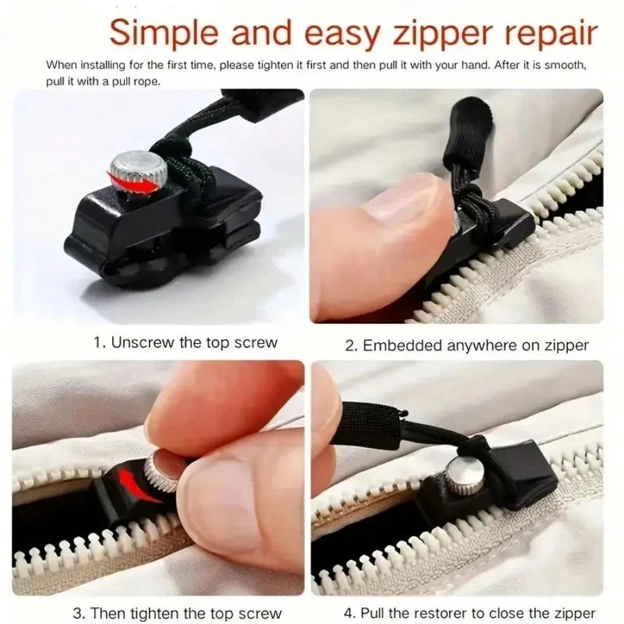 3-12Pcs Universal Zipper Repair Kit Quick Instant Detachable Zipper Head Replacement Zipper Slider Pull Jacket Bags Coat DIY 