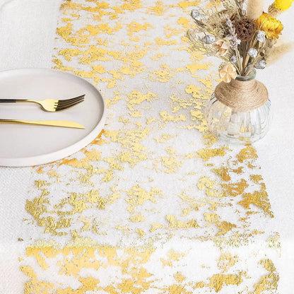 Sparkle Metallic Gold Thin Table Runners Gold/Silver Sequin Glitter Metallic Foil Thin Mesh Roll Wedding Valentine's Day Deco