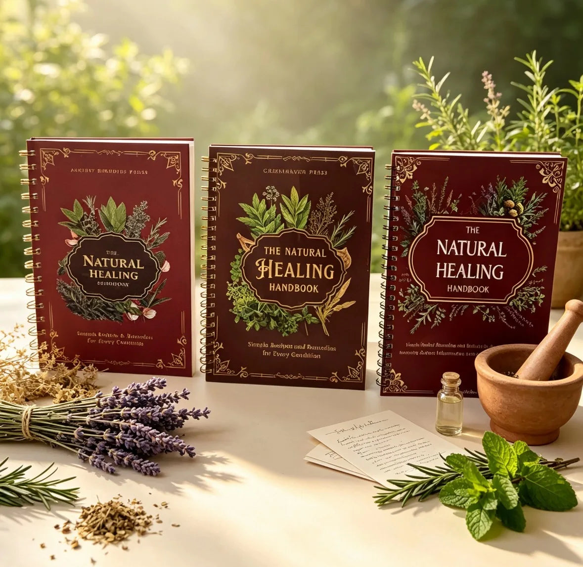 The Natural Healing Handbook, 3‑Version Herbal Natural Remedies Guide Book, Holistic Wellness Home Treatment Recipe Book