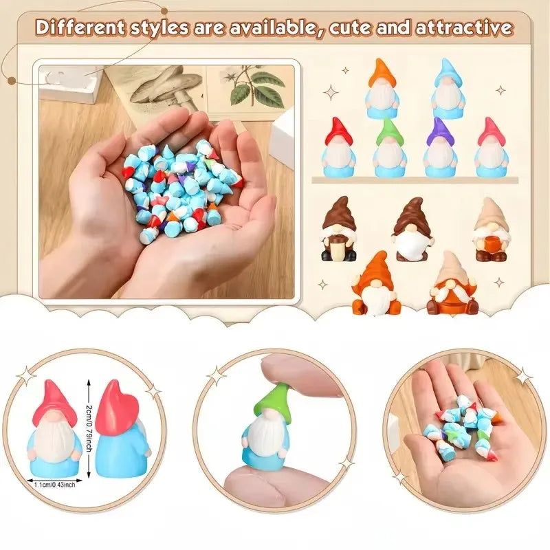 10/20/50/100pcs Mini Resin Gnomes Statues Ornaments Random Color Cute Fairy Miniature Gnome Figurines For Miniature Garden