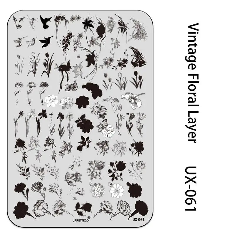 UX Serial 2 Stainless Steel Stamping Plate Template Abstract Vintage Fabric Texture Pattern Xmas Halloween Floral LaceUX52