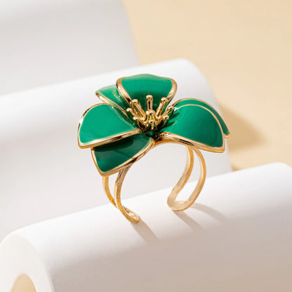 A Women's Open Ring with Flowers in Various Colors to Choose From, a Colorful and Fashionable Open Ring Suitable for Everyday