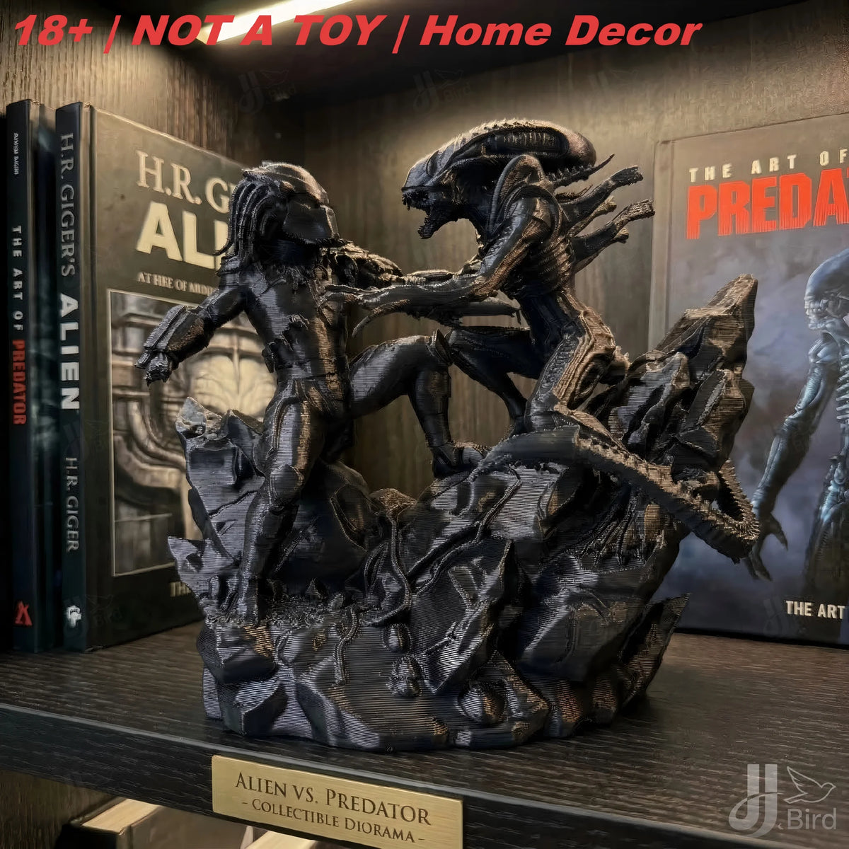 Alien Hunter VS Alien Monster Ornament, Dark Fantasy Style, Collectible Figurine, Home Desk Decoration, Creative Sculpture - 
