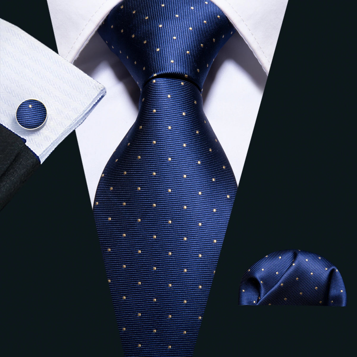 Men Tie Gold Navy Blue Striped Tie Barry.Wang 3.4" Jacquard Party Wedding Woven Fashion Designers Necktie For Men silk Busine