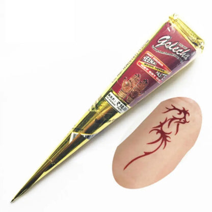 3 colors Natural Herbal Henna Cones Temporary Tattoo Body Art Paint Mehandi Ink - dark red