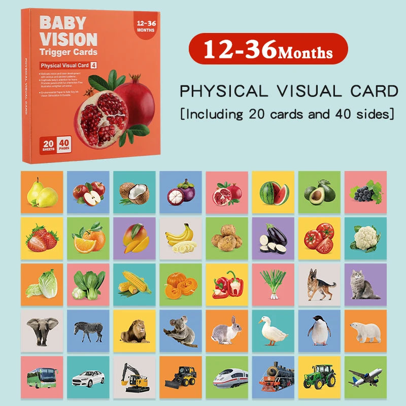 Black and White Cards High Contrast Baby Toys 0-36 Months Newborns Visual Stimulation Brain Development Learning Flash Cards 