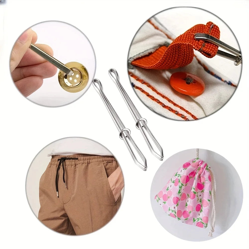 3PCS Garment Clips Sewing DIY Tools Elastic Tape Perforated Cross Stitch Threader Wear Elastic Clips (Wear Resistant Rope)