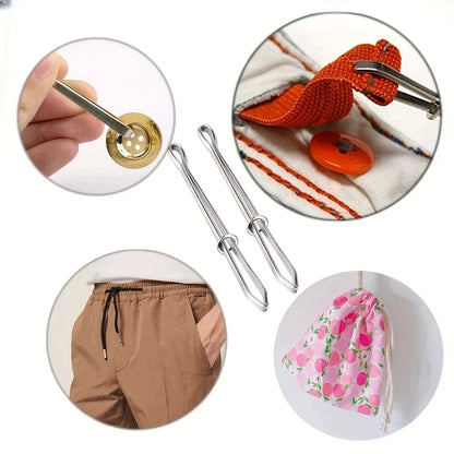 3PCS Garment Clips Sewing DIY Tools Elastic Tape Perforated Cross Stitch Threader Wear Elastic Clips (Wear Resistant Rope)